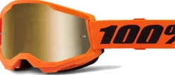 100% Strata 2 Goggles - Neon Orange/Mirror Gold