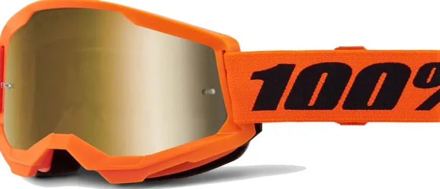 100% Strata 2 Goggles - Neon Orange/Mirror Gold