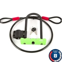 Abus Ultra Mini + Cobra Loop U-Lock Key 12mm 15.0cm x 18.0cm 5.9" x 7.1" SH34 Green; Cable 10mm 120cm 4