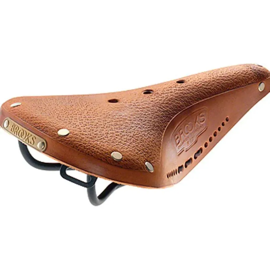 Brooks B17 Pre-Aged Tan Leather Saddle w/laces Black Steel Rails