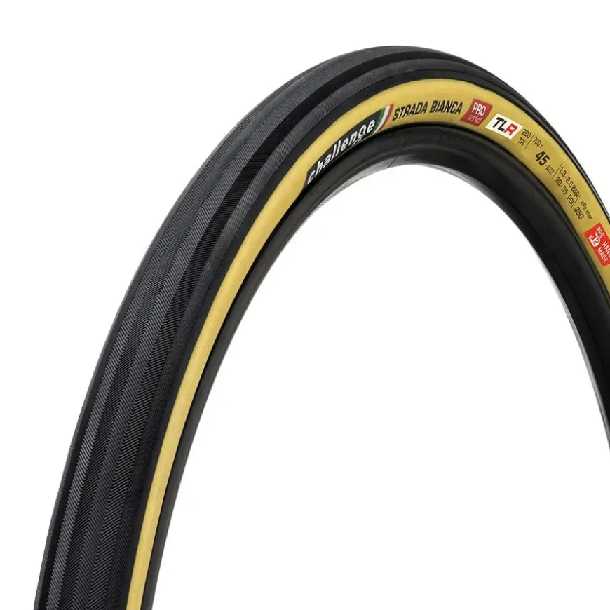 Challenge Strada Bianca TLR Road Tire 700x45C Folding Tubeless Ready SmartPlus SuperPoly 300TPI Tanwall