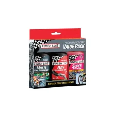 Finish Line Bike Care Value Pack Includes DRY Chain Lubricant EcoTech Degreaser Super Bike Wash Cleaner
