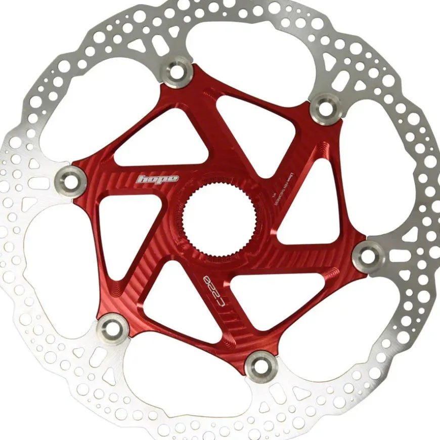 Hope MTB Floating Centre-Lock Disc Brake Rotor - 220mm Center-Lock Red