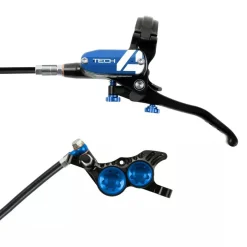 Hope Tech 4 V4 Disc Brake and Lever Set - Front Hydraulic Post Mount Blue
