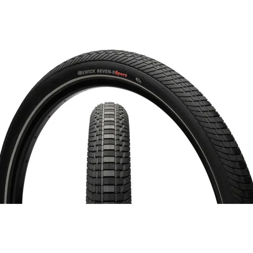 Kenda Kwick Seven.5 Road Bike Tire - 27.5 x 2, Clincher, Wire, Black/Reflective, 60tpi, KS