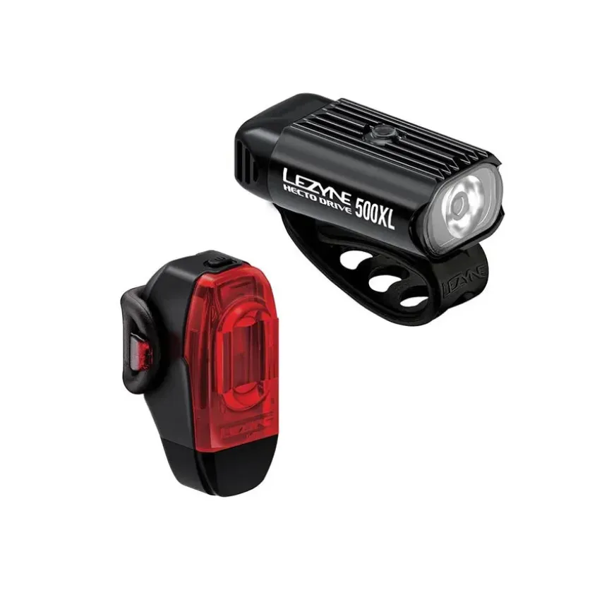 Lezyne Hecto Drive 500XL/KTV Drive+ Headlight and Taillight Set - Black