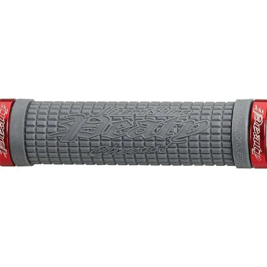Lizard Skins Peaty Bike Handlebar Grips - Graphite/Red, Lock-On