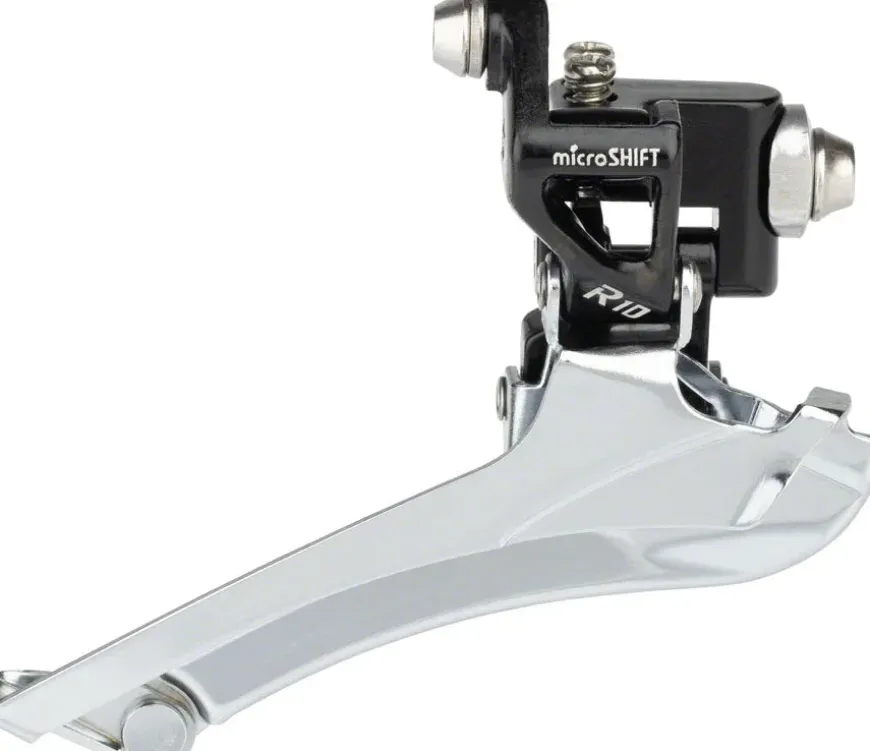 microSHIFT R10 Front Derailleur - 10-Speed Double 56t Max Braze-On Shimano Compatible BLK