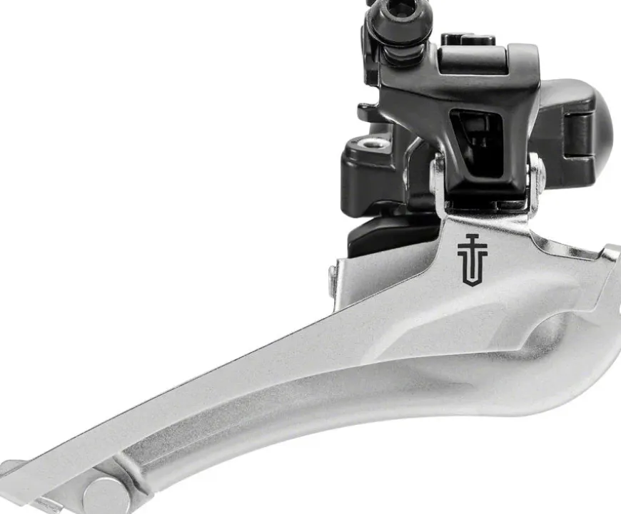 microSHIFT Sword BLK Front Derailleur - 9-Speed Double 46-52t Max Ring 34.9mm Band Clamp 28.6 31.8 Adapters