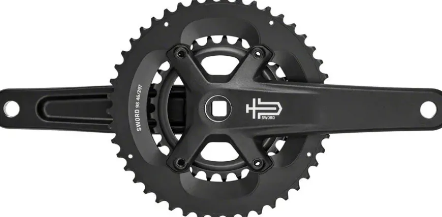 microSHIFT Sword BLK 2x Crankset - 175mm 9-Speed 46/29t 110/80 Asym BCD JIS Square Taper Spindle Interface BLK