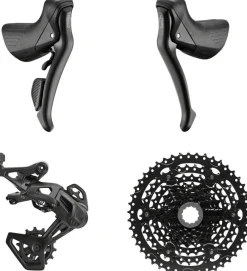 microSHIFT Sword BLK 1x9-Speed Groupset - Includes Brake/Shifters Rear Derailleur Medium Cage 11-46t Cassette