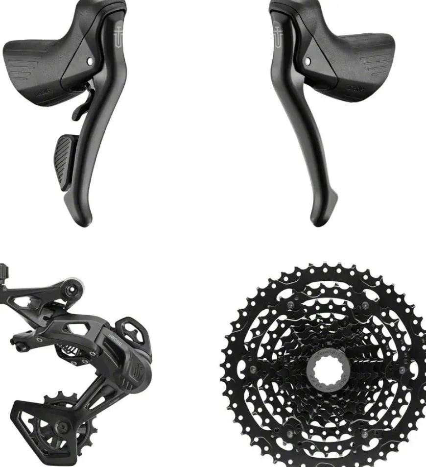 microSHIFT Sword BLK 1x9-Speed Groupset - Includes Brake/Shifters Rear Derailleur Medium Cage 11-46t Cassette