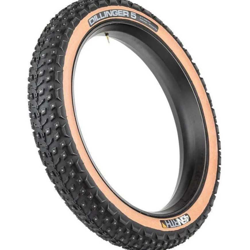 45NRTH Dillinger 5 Tire - 26 x 4.6 Tubeless Folding Tan 60 TPI 258 Concave Carbide Aluminum Studs
