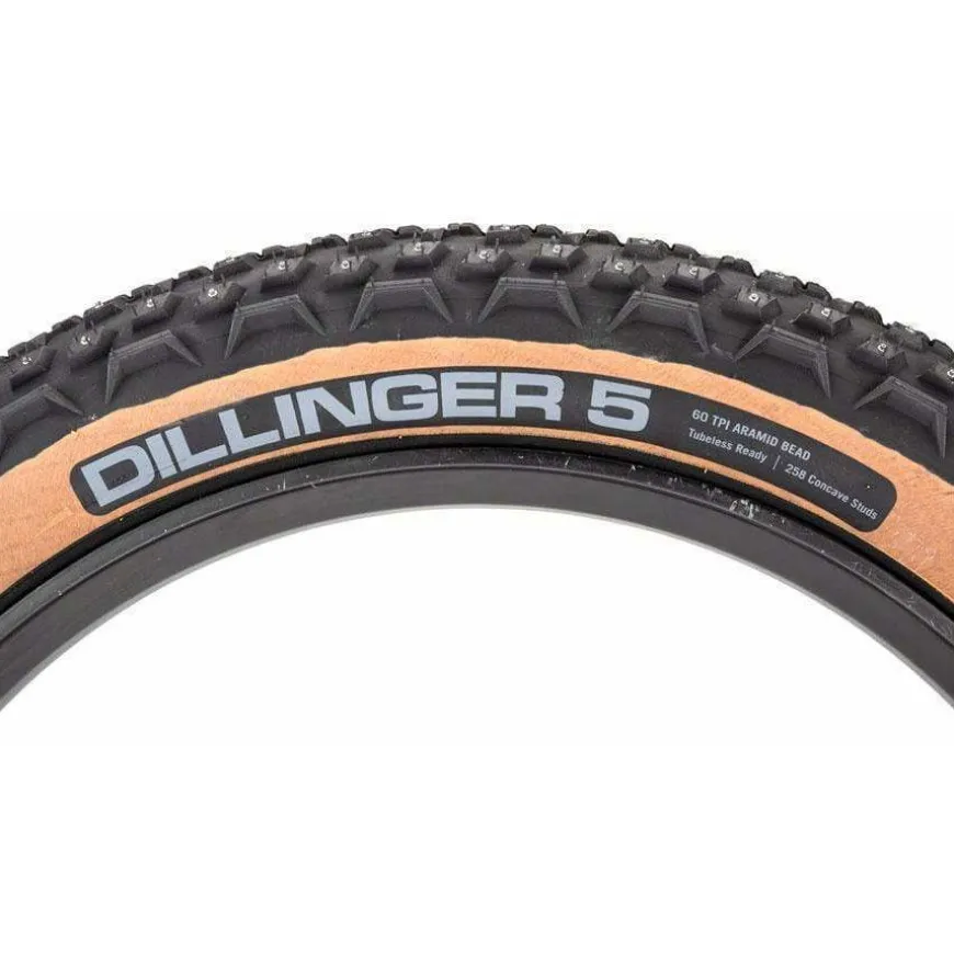 45NRTH Dillinger 5 Tire - 26 x 4.6 Tubeless Folding Tan 60 TPI 258 Concave Carbide Aluminum Studs