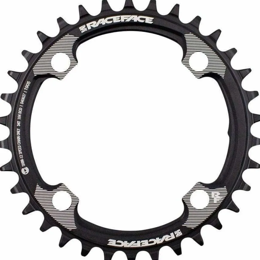 RaceFace RaceFace 1x 104 BCD Hyperglide+ Chainring - 34t 104 BCD 4-Bolt Requires Shimano 12-speed Hyperglide+ Chain 7075 Aluminum BLK