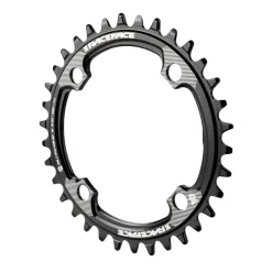 RaceFace 1x 104 BCD Hyperglide+ Chainring - 32t 104 BCD 4-Bolt Requires Shimano 12-speed Hyperglide+ Chain 7075 Aluminum BLK