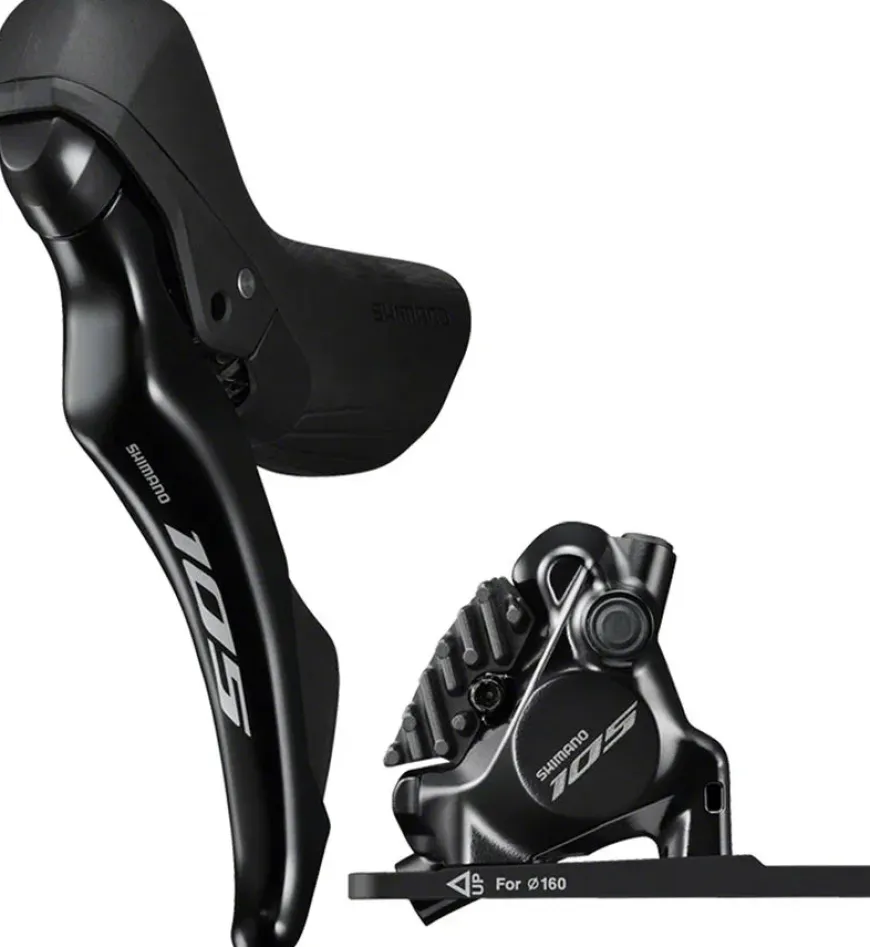 Shimano 105 105 ST-R7120-L Shift/Brake Lever BR-R7170 Hydraulic Disc Brake Caliper - Left/Front 2x Flat Mount BLK