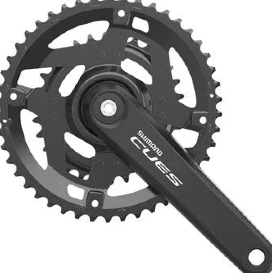Shimano CUES FC-4010-2 Crankset - 170mm 9/10-Speed 46/30t Riveted Hollowtech II Spindle Interface BLK