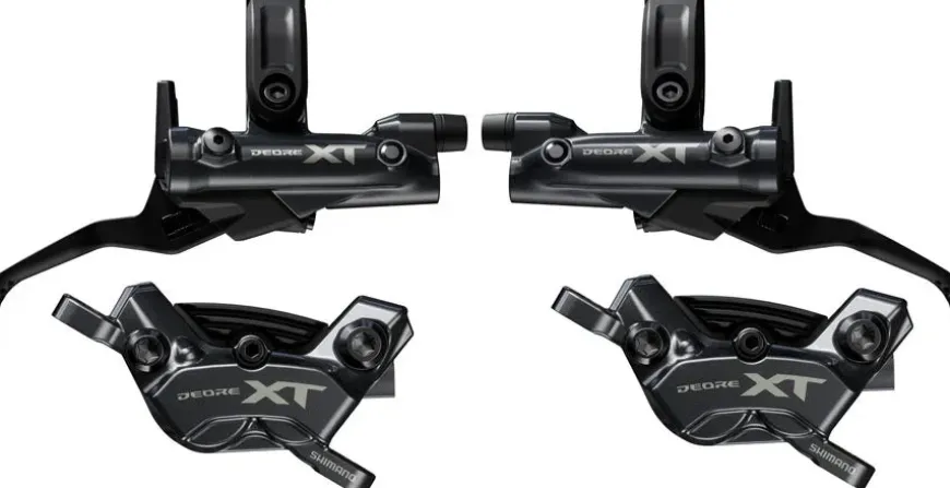 Shimano Deore XT M8200/8220 Disc Brake Upgrade Kit - Right Left BL-M8200 Levers Post Mount Front Rear BR-M8220 4-Piston Calipers