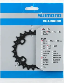 Shimano FC-M675 Chainring - 24t 10-Speed Inner 64 BCD Black