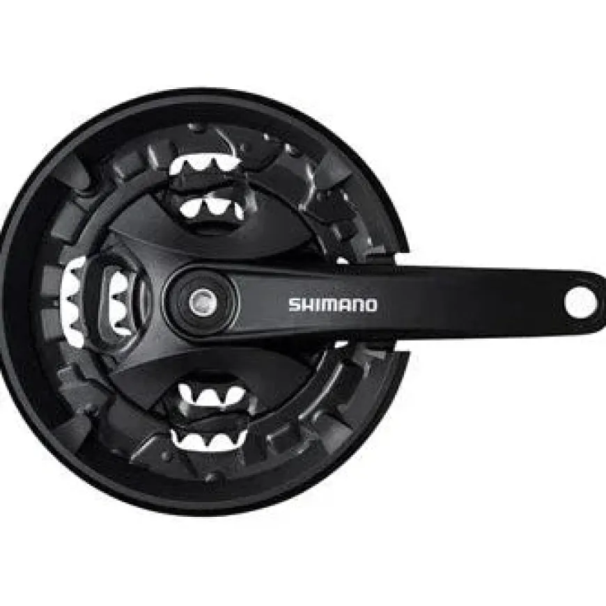 Shimano FC-MT101 Crankset - 175mm 9-Speed 40/30/22t Square Taper JIS Spindle Interface 50mm Chainline BLK