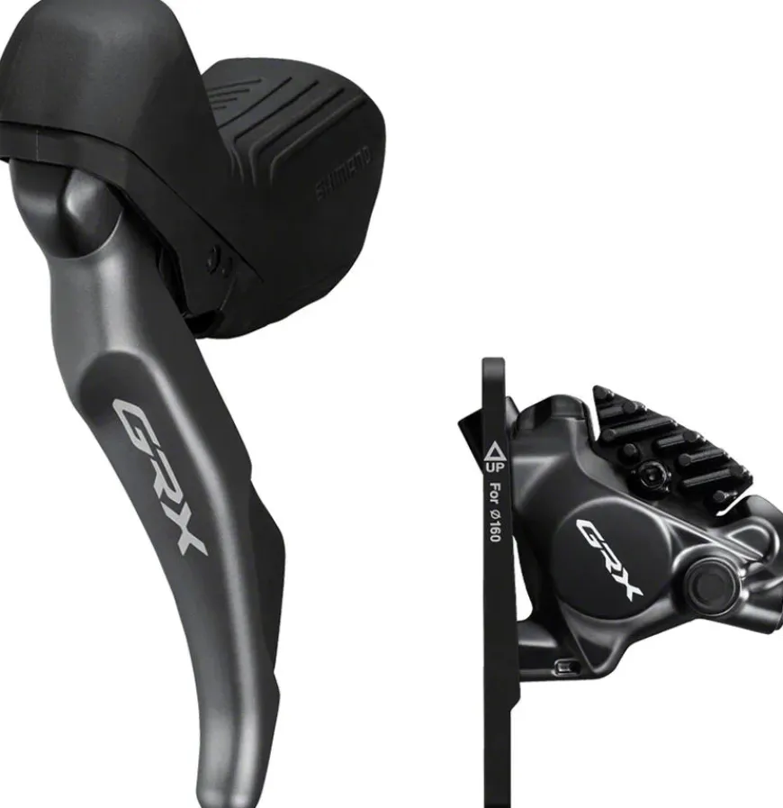Shimano GRX ST-RX820 Shift/Brake Lever BR-RX820 Hydraulic Disc Brake Caliper - Left/Front 2x Flat Mount Caliper BLK