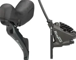 Shimano Tiagra ST-4720/BR-4770 Mechanical Shift/Hydraulic Brake Lever Caliper - Front Flat Mount Finned Resin Pads BLK