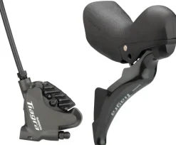 Shimano Tiagra ST-4725/BR-4770 Mechanical Shift/Hydraulic Brake Lever Caliper - Rear Flat Mount Finned Resin Pads BLK