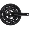 Shimano Tourney FC-A073 Crankset - 170mm 7/8-Speed 50/39/30t Riveted Square Taper JIS Spindle Interface BLK With Chainguard