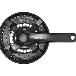 Shimano Tourney FC-TY501 Crankset - 170mm 6/7/8-Speed 48/38/28t Riveted Square Taper JIS Spindle Interface BLK