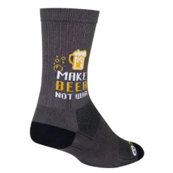 SockGuy Sockguy Make Beer Not War SGX6 Socks 5-9 Gray