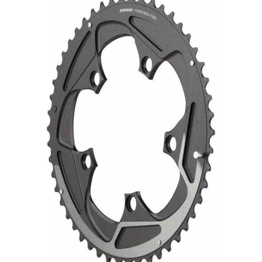 SRAM 50 Teeth 110mm BCD 11-Speed Yaw Chainring Black with Silver Trim, Use with 34T