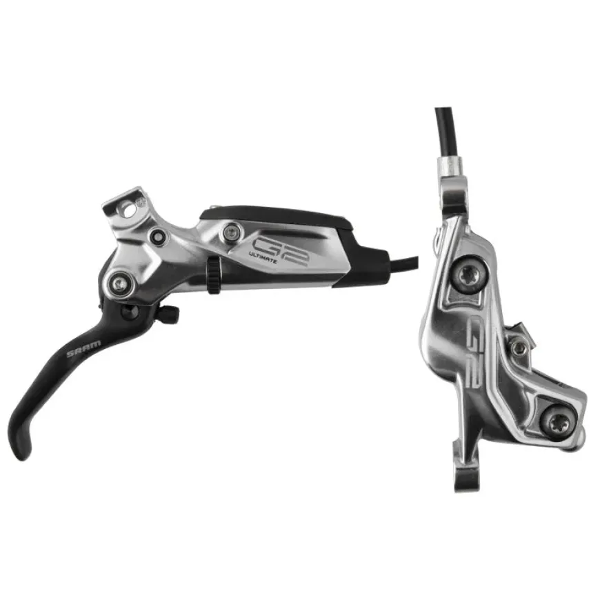 SRAM G2 Ultimate Disc Brake Lever - Front Hydraulic Post Mount Carbon Lever Titanium Hardware Polar Grey Anodized A2