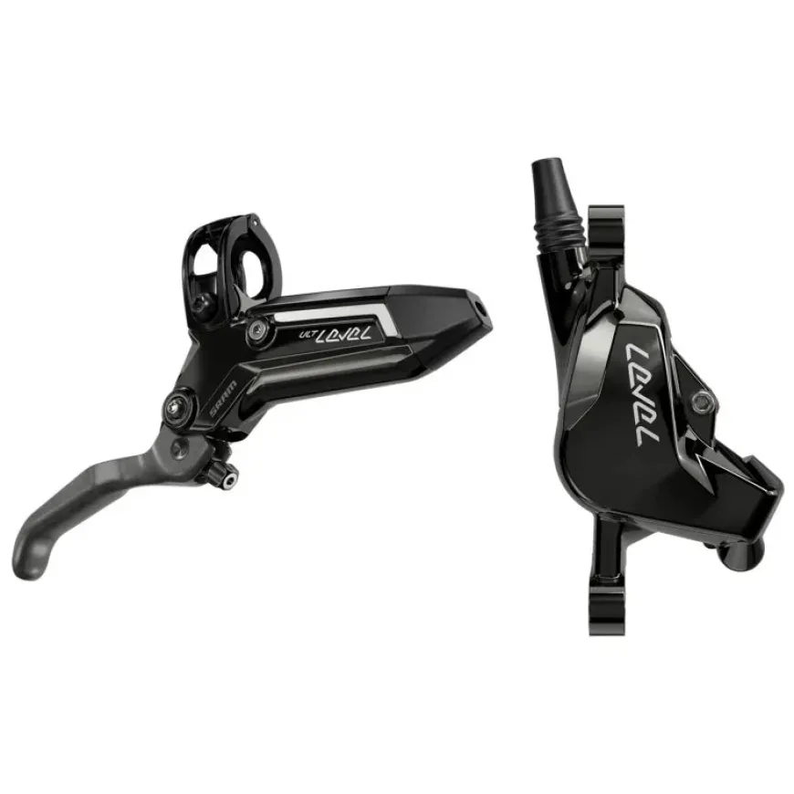 SRAM Level Silver Stealth Disc Brake Lever - Rear Post Mount 2-Piston Aluminum Lever SS Hardware BLK C1