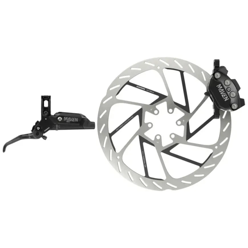 SRAM Maven Silver Disc Brake Lever - Front Post Mount 4-Piston Aluminum Lever SS Hardware BLK A1