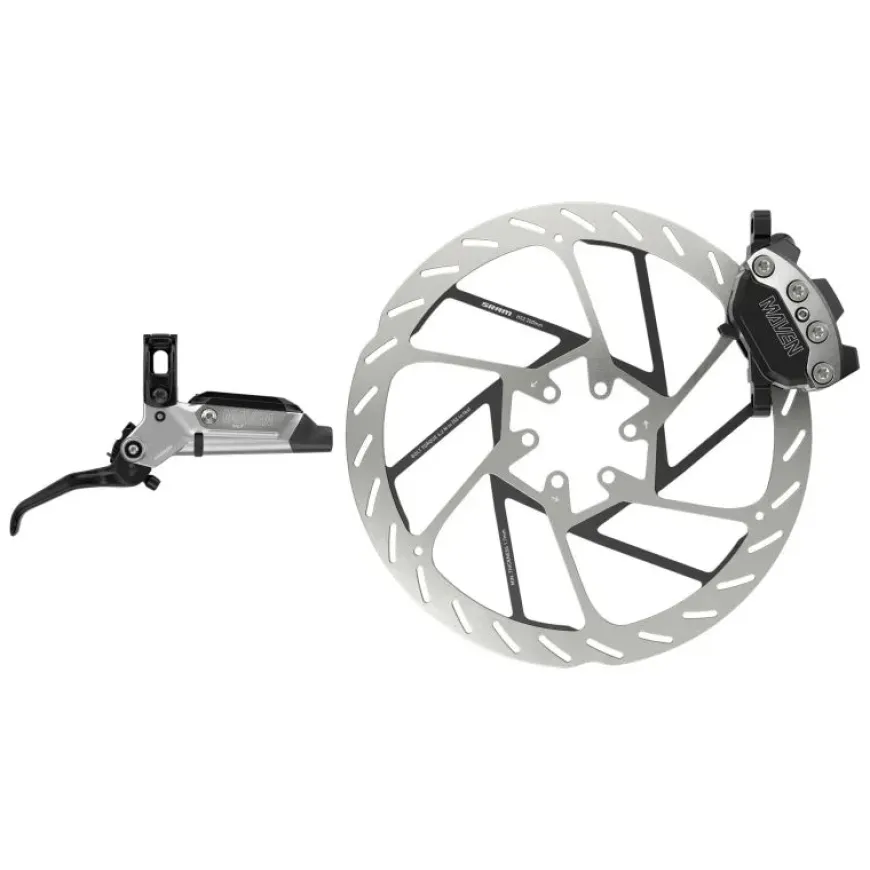 SRAM Maven Ultimate Stealth Disc Brake Lever - Rear Post Mount 4-Piston Aluminum Lever Titanium Hardware BLK/Silver A1