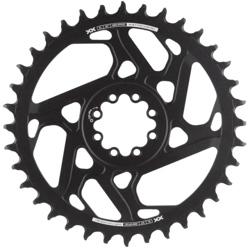 SRAM XX SL Eagle T-Type Direct Mount Chainring - 36t 12-Speed 8-Bolt Direct Mount 0mm Offset Aluminum BLK/Silver D1
