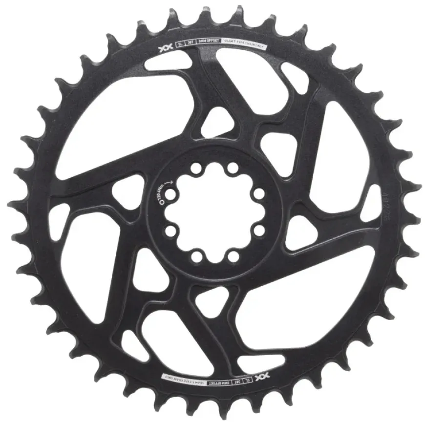 SRAM XX SL Eagle T-Type Direct Mount Chainring - 38t 12-Speed 8-Bolt Direct Mount 0mm Offset Aluminum BLK/Silver D1