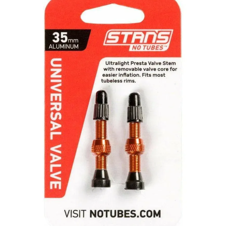 Stan's No Tubes Stans Alloy Valve Stems - 35mm Pair Orange