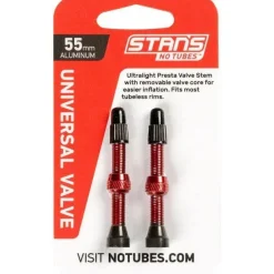 Stan's No Tubes Stans Alloy Valve Stems - 55mm Pair Red