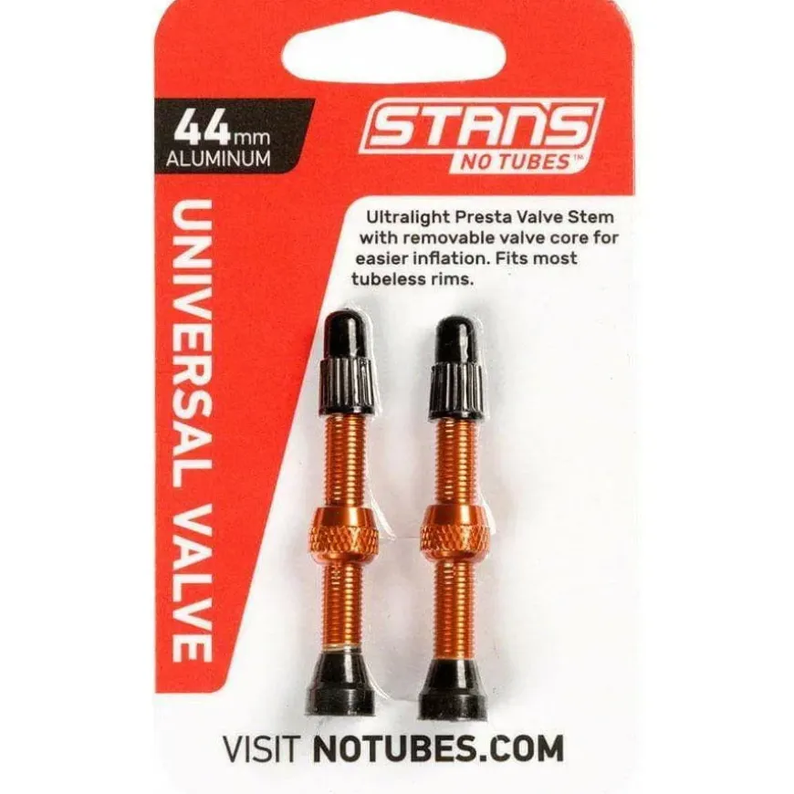Stan's No Tubes Stans Alloy Valve Stems - 44mm Pair Orange