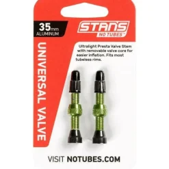 Stan's No Tubes Stans Alloy Valve Stems - 35mm Pair Green