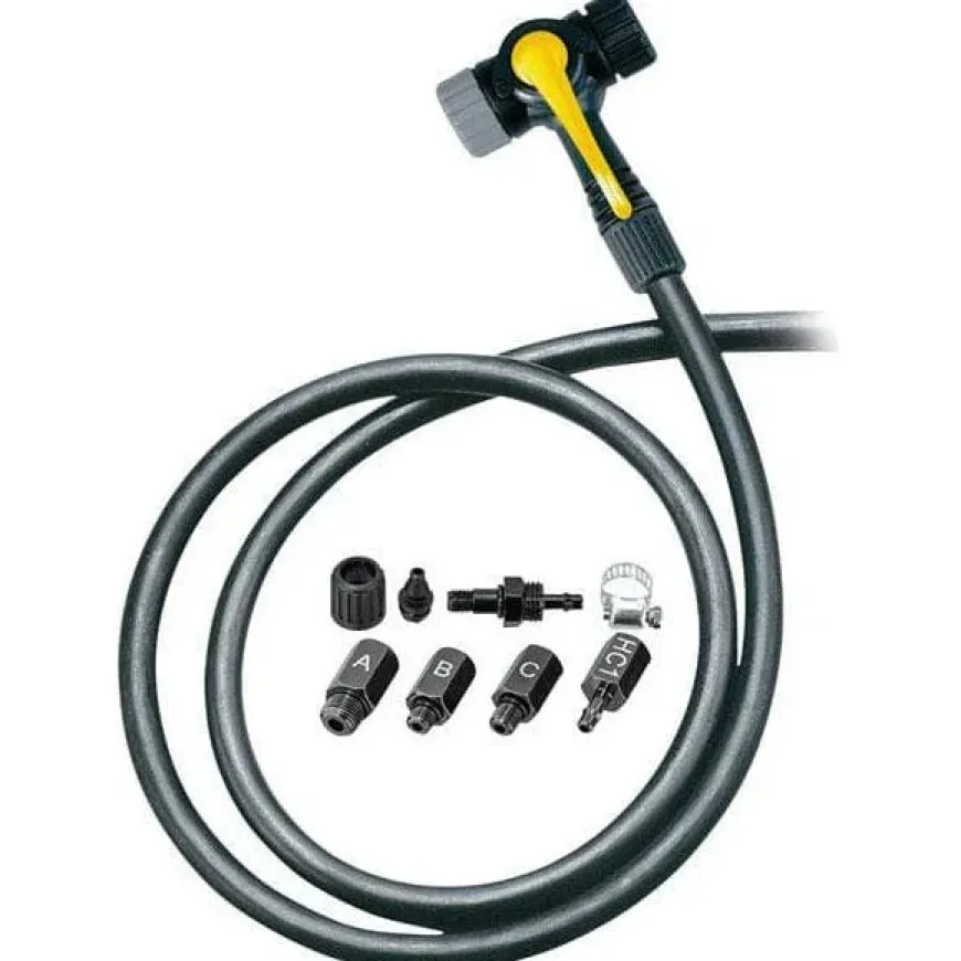 Topeak TwinHead Schrader/Presta Valve Adaptor with 38" Hose: Retrofits Most Pumps