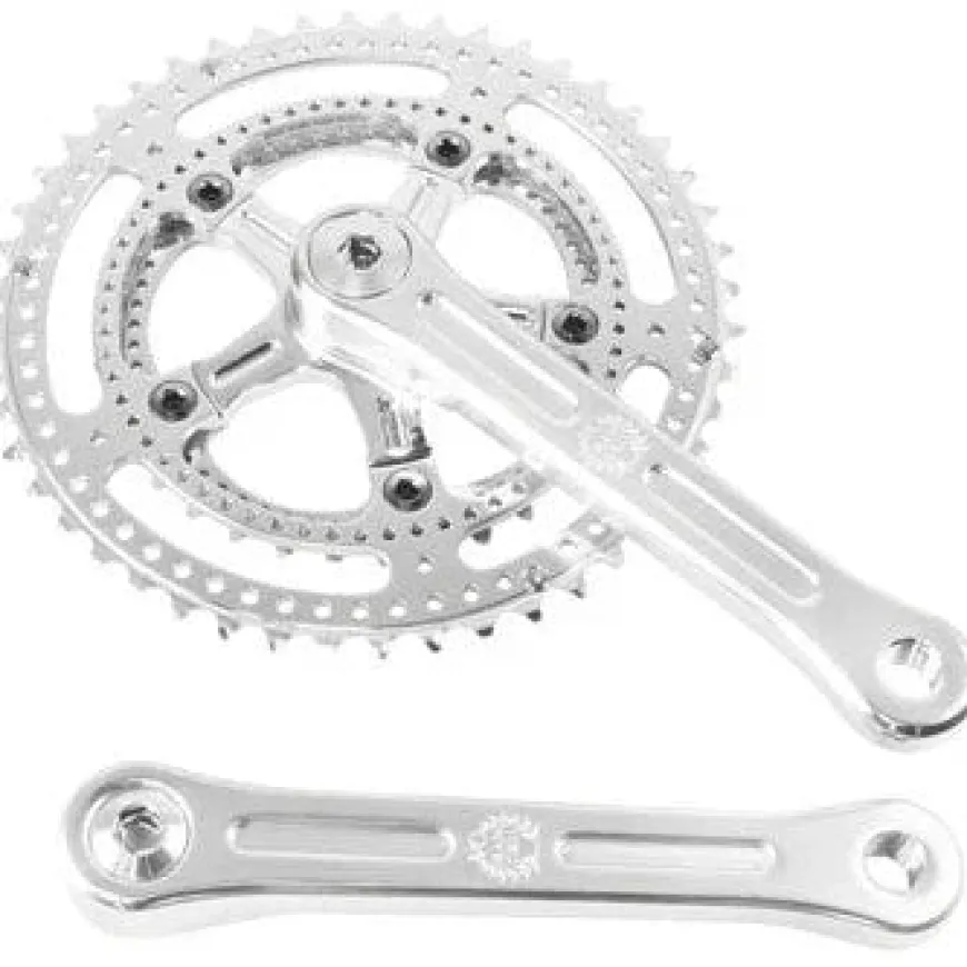 Velo Orange Grand Cru Drillium Cranks - 165mm, 8/9/10 Speed, 48/34t, Square Taper JIS Spindle Interface, Polished Aluminum