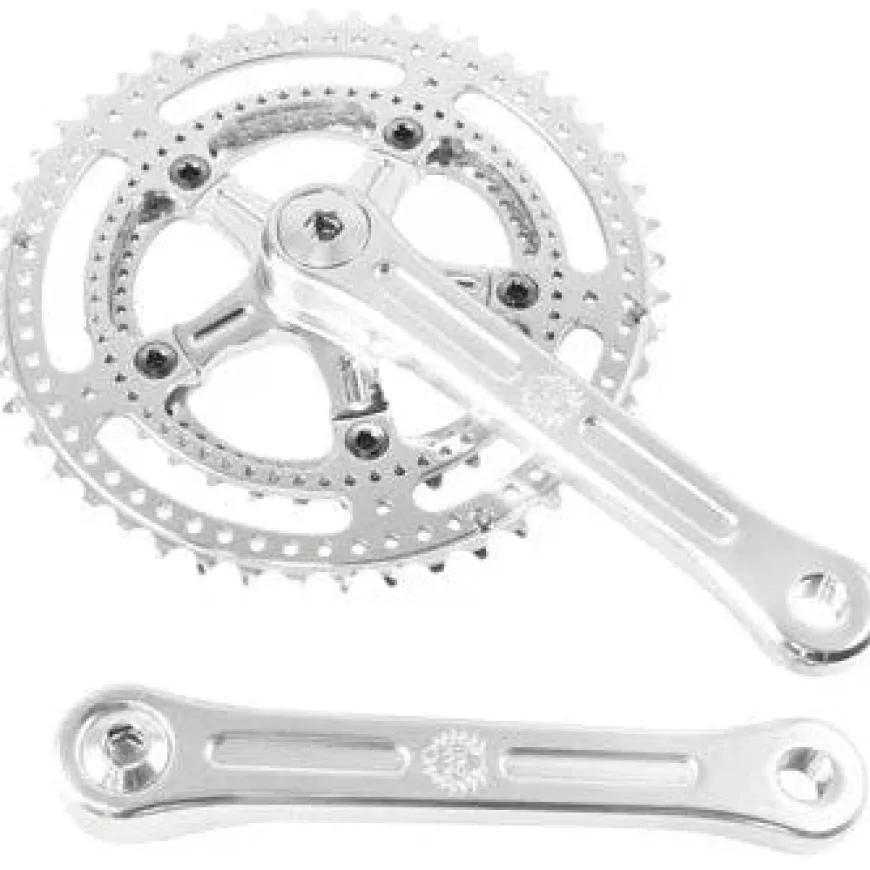 Velo Orange Grand Cru Drillium Cranks - 172.5mm, 8/9/10 Speed, 48/34t, Square Taper JIS Spindle Interface, Polished Aluminum