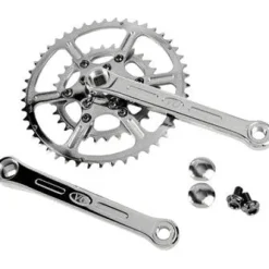 Velo Orange New Rando Bicycle Crankset - 175mm, 8/9/10-Speed, 46/30t, 50.4 BCD, Square Taper JIS Spindle Interface, Polished Stainless