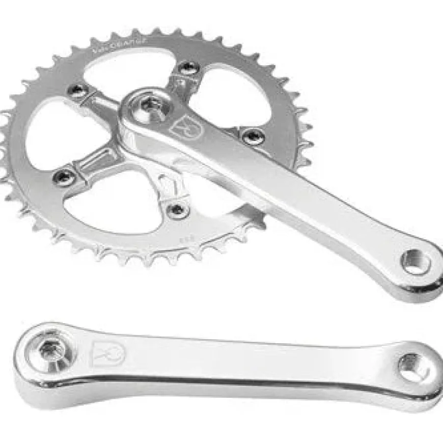 Velo Orange 1-Speed Bicycle Crankset - 170mm, 42t, Square Taper JIS Spindle Interface, Polished Aluminum