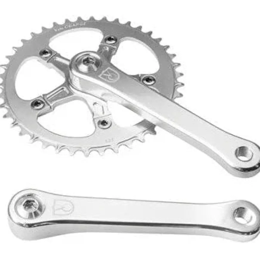 Velo Orange 1-Speed Bicycle Crankset - 175mm, 42t, Square Taper JIS Spindle Interface, Polished Aluminum