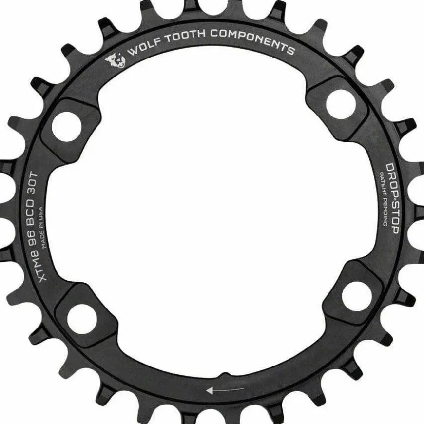 Wolf Tooth 96 Asymmetric BCD Chainring, 4-Bolt, Drop-Stop, For Shimano XT M8000 and SLX M7000 Cranks