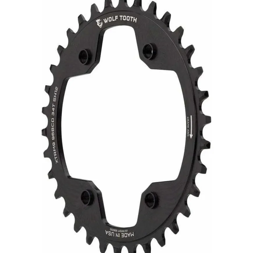 Wolf Tooth 96 Asymmetric BCD, 4-Bolt, Drop-Stop, For Shimano Cranks, Use 12-Spd Hyperglide+ Chain